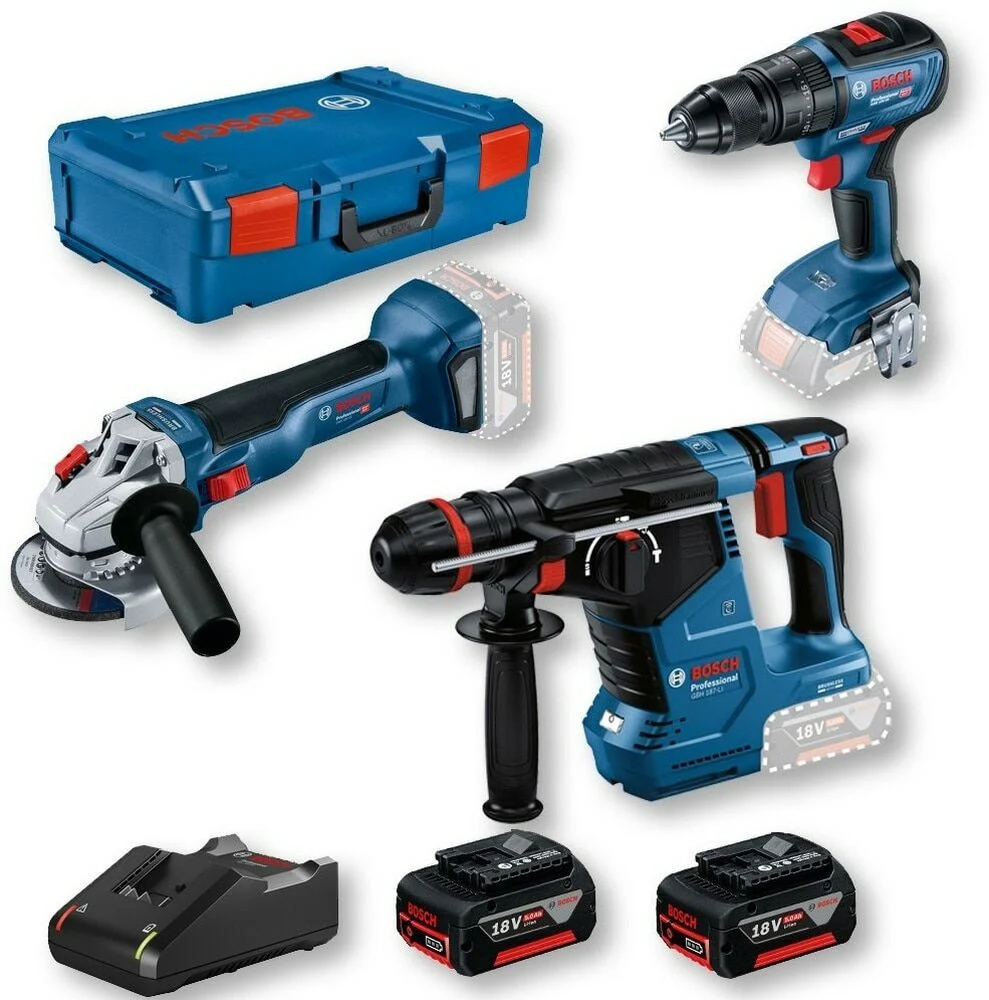 Bosch GBH 187 + GWS 18V-10 + GSR 18V-50 Vidalama Kırıcı Taşlama Seti - 0615990N42