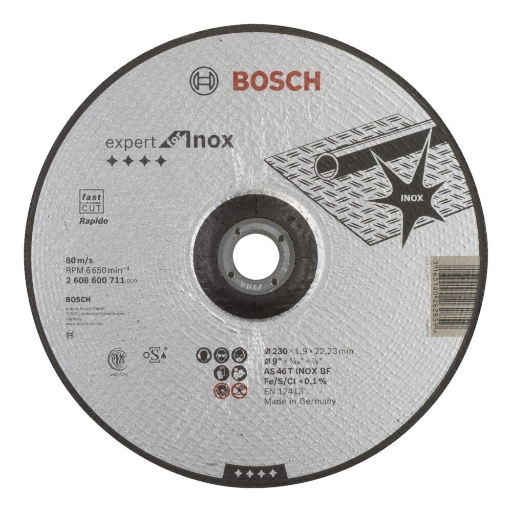 Bosch - 230*1,9mm Expert Serisi Bombeli Inox (Paslanmaz Çelik) Kesme Diski (Taş) - Rapido