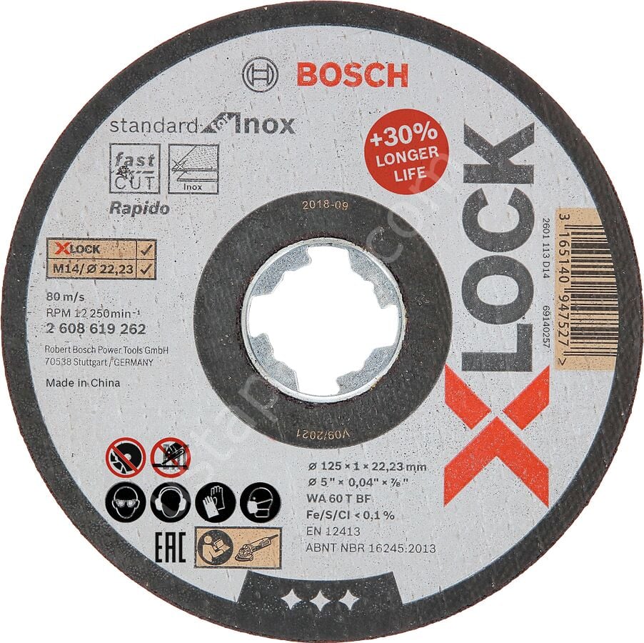 Bosch – X-LOCK – 125*1,0 mm Standard Seri Düz Inox (Paslanmaz Çelik) Kesme Diski (Taş) – Rapido 2608619262